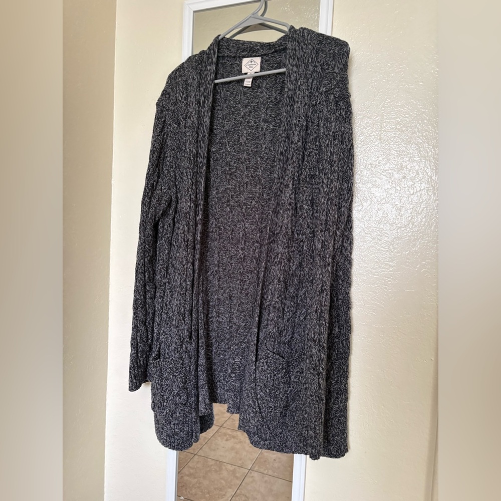 St. John's Bay Charcoal Cable Knit Cozy Modern Style Cardigan Women’s Size XL